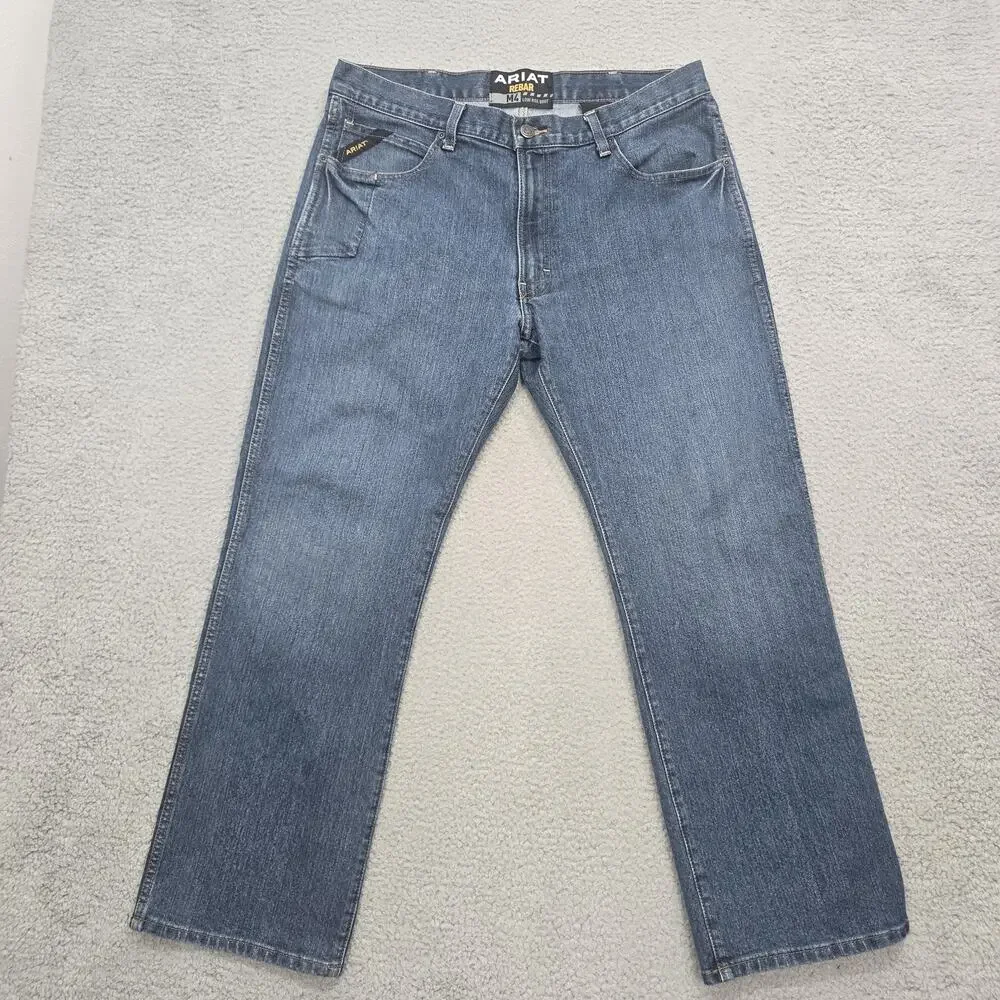 Ariat Rebar M4 Relaxed Boot Cut Jeans Mens 36x31 Carbine Blue Denim 10016221